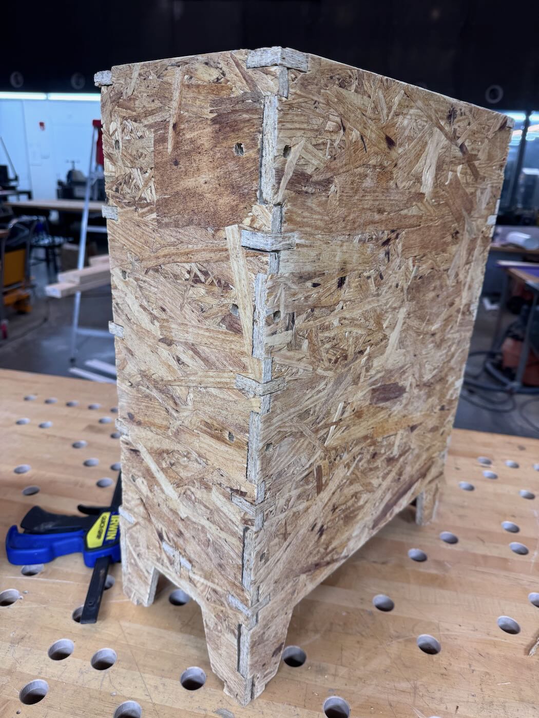 Angled back view of the assembled frame.