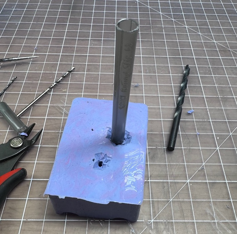 Used drill bit to create holes.