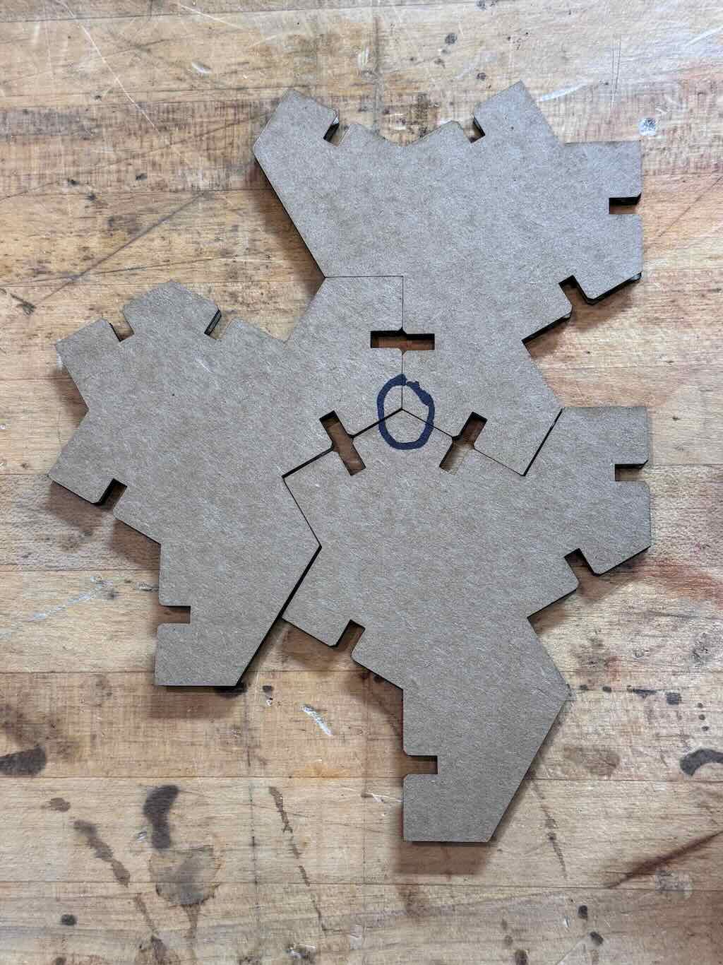 Unassembled pattern of three monotiles.