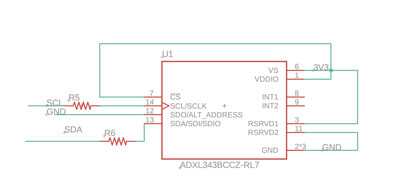 ADXL343 accelerometer schematic
