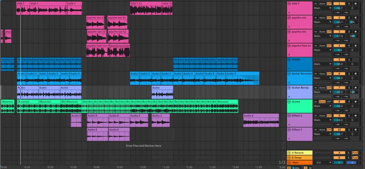 typical composition in a digital audio workstation