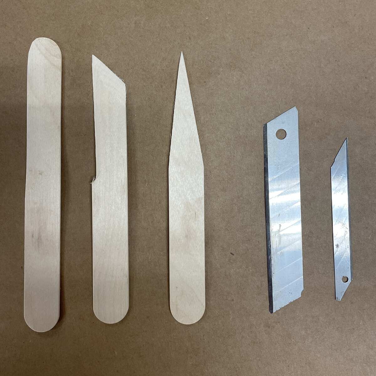 Homemade tools for sculpting the clay