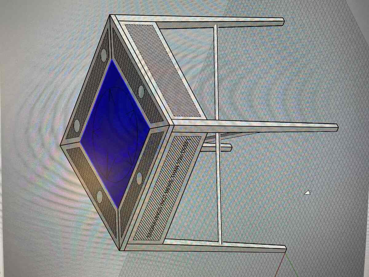 Version 3 of the design with the areas for engravings hatched