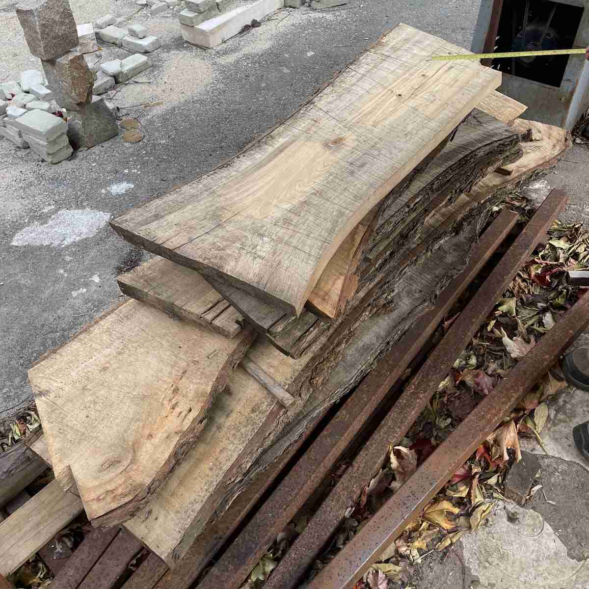 The roughly sawn wood from a log