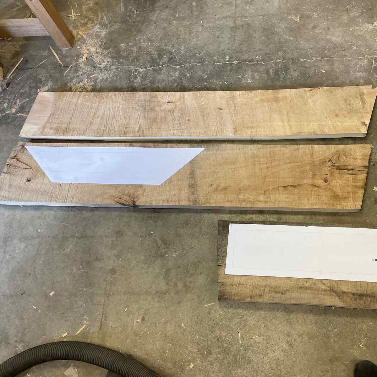 Laying out some of the planks to see where the parts would fit