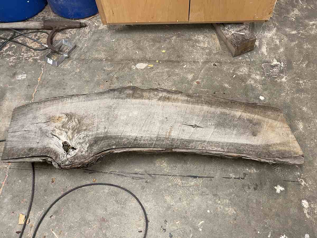 Other side of the slice of log with sawmarks