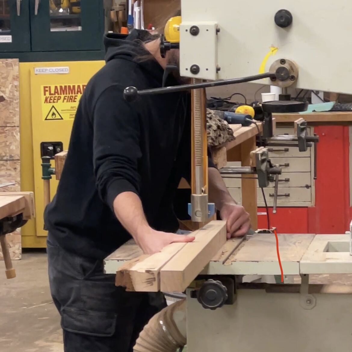 Cutting the second long dimension on the bandsaw
