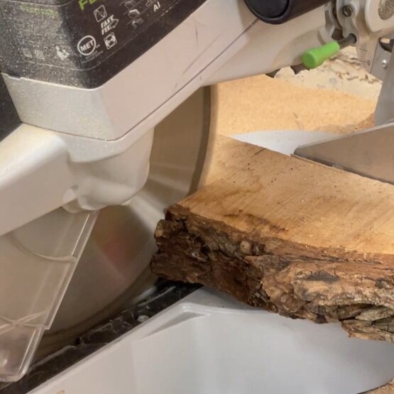 Cutting excess off in the short direction with a chop saw