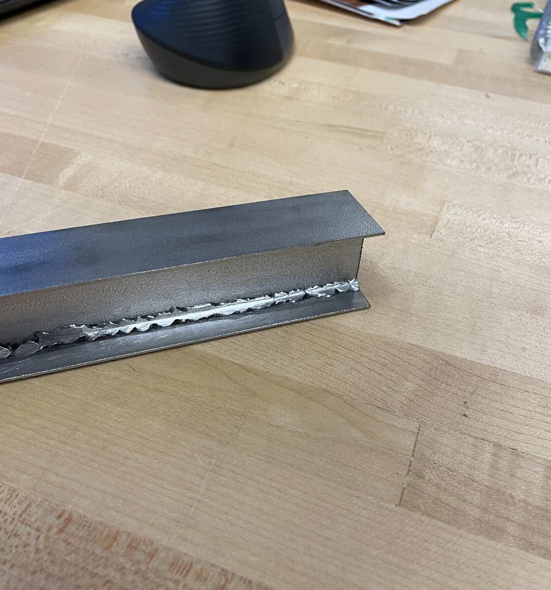 The connection after finishing with an angle grinder