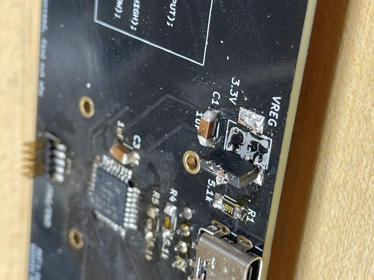 An egregious issue of too much solder on the power converter