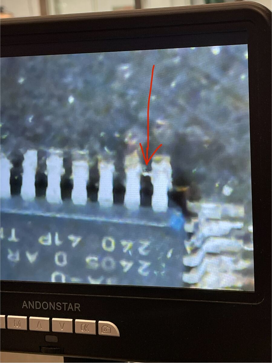 A super small connection issue that can be seen on the microscope