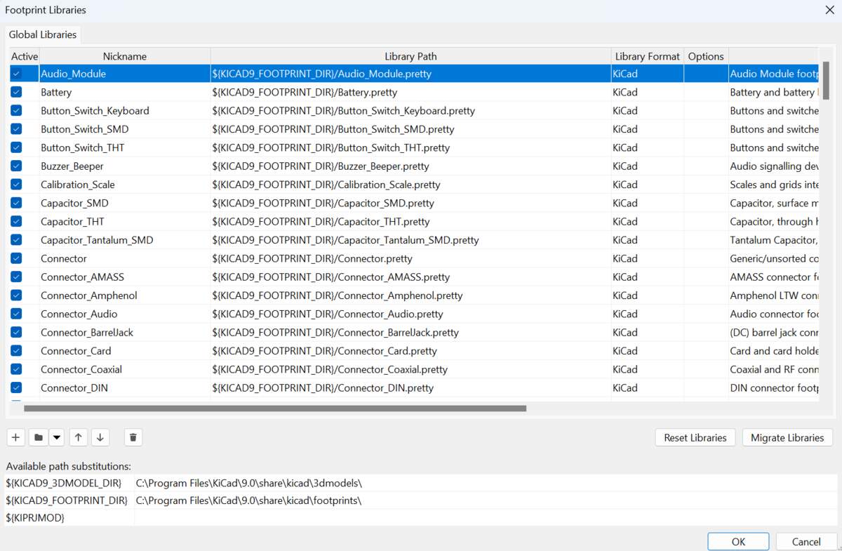Preferences > Manage Footprint Libraries...