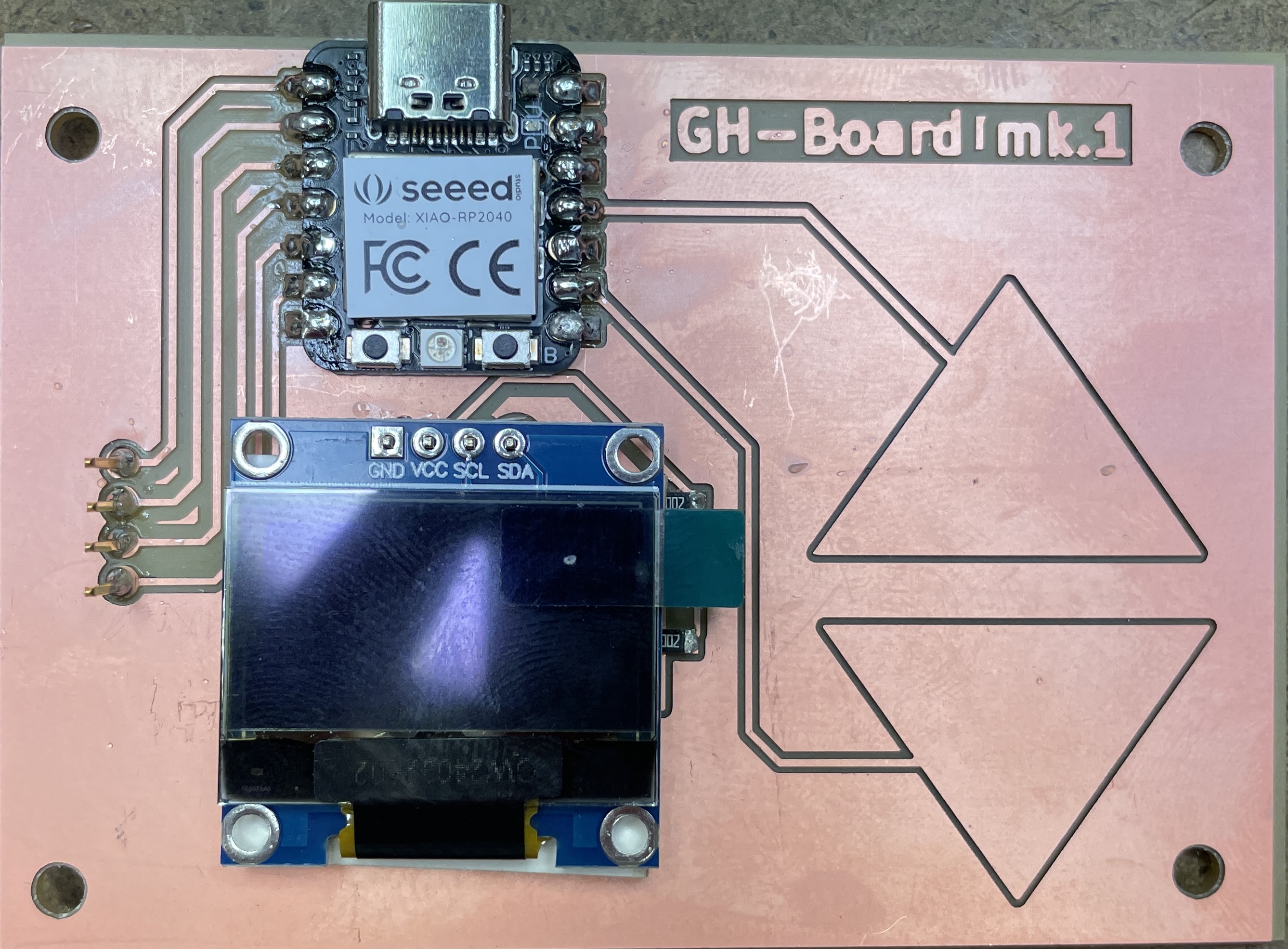 Placing the screen down on the pins