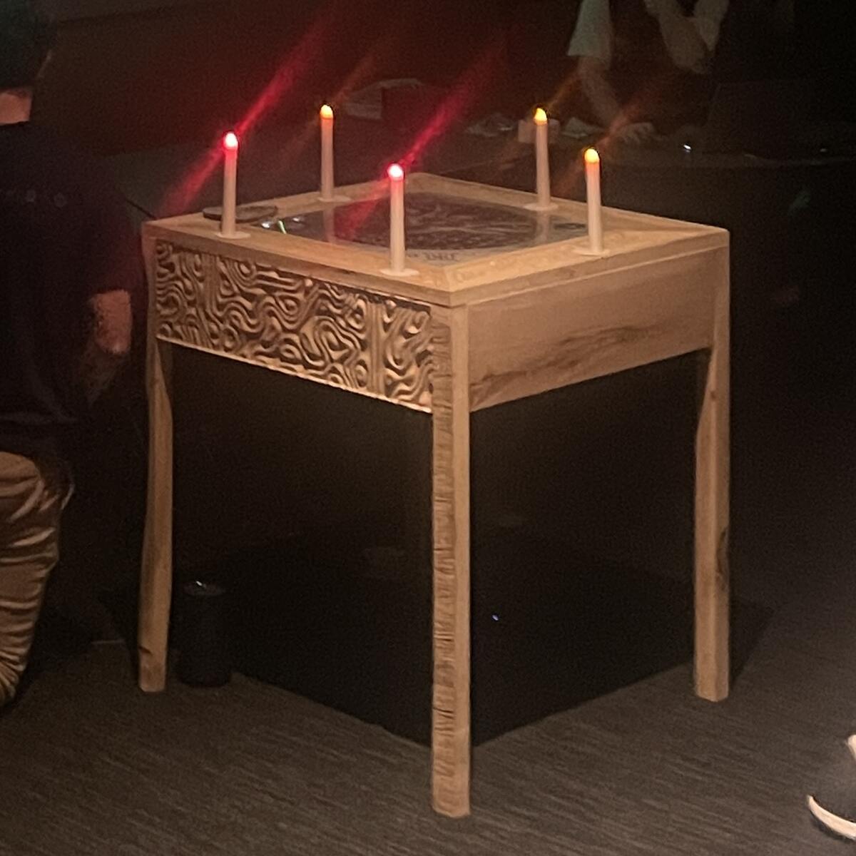 The milled surface accentuated by candlelight