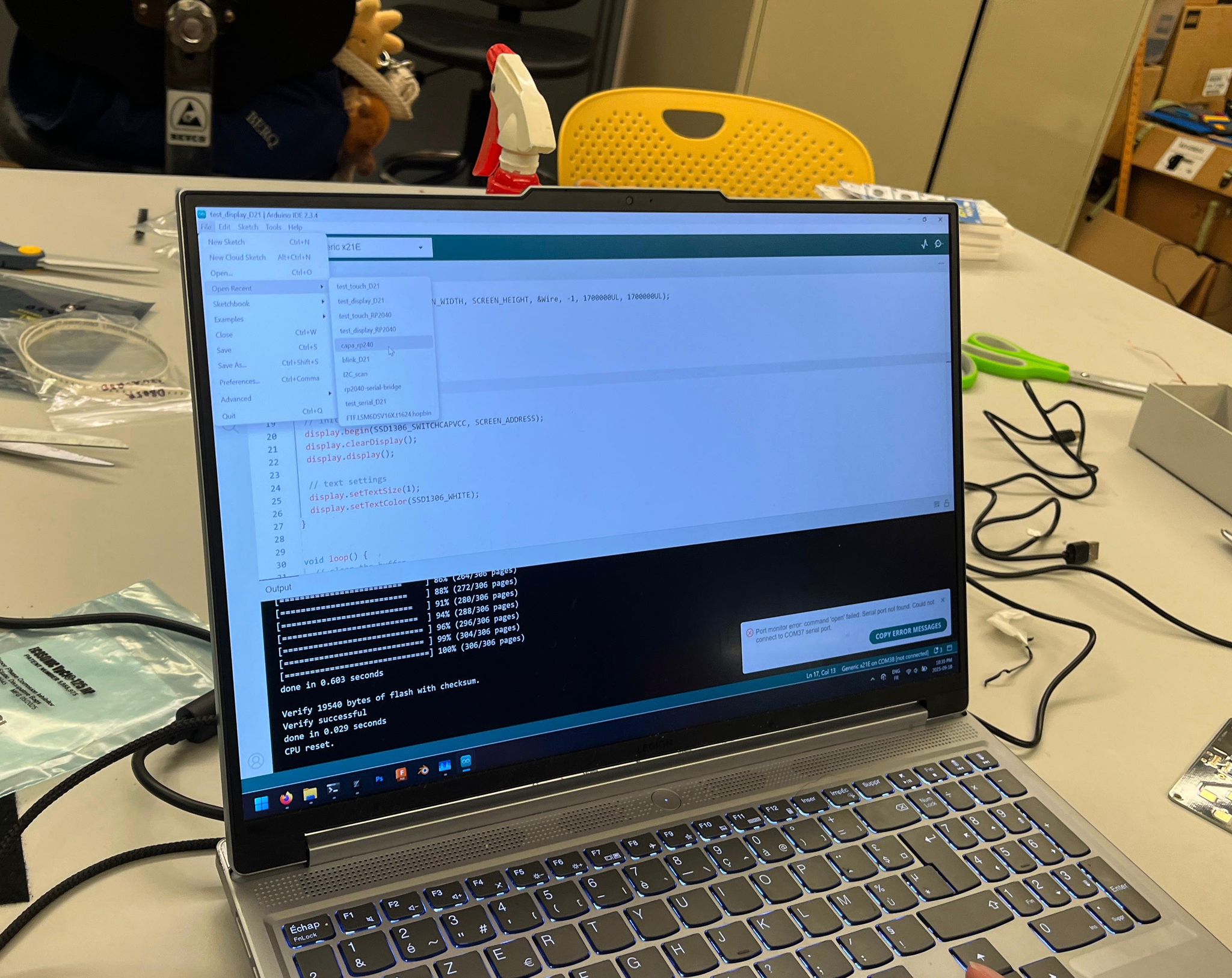LED blinking and OLED showing Hello world