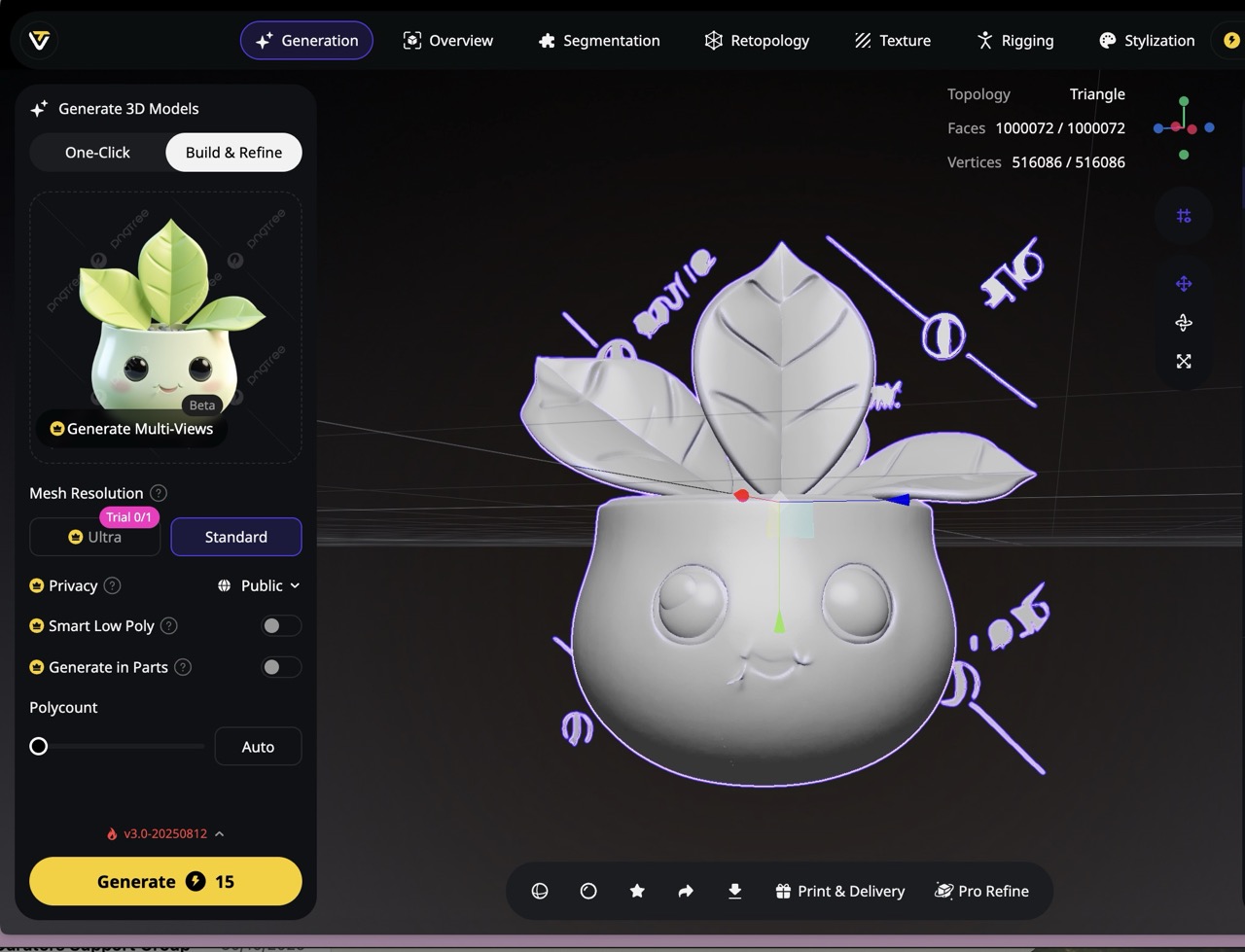Cute plant character 3D model