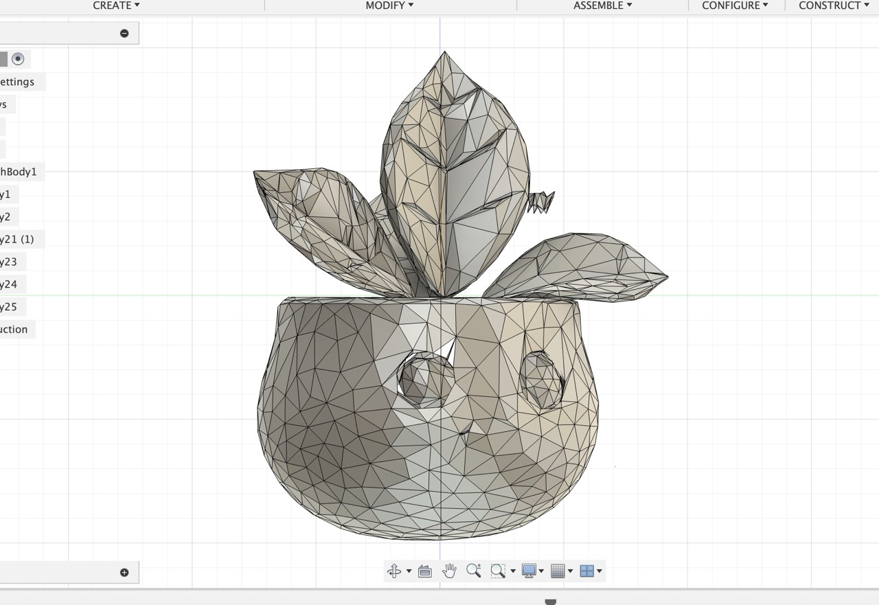 Cute plant character 3D model detail