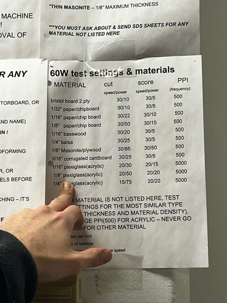 Laser cut specifications