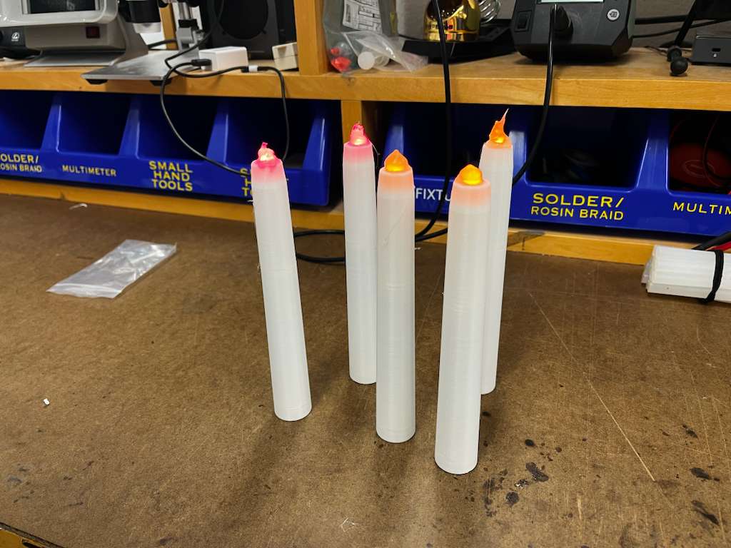 Alternative view of all final candle prototypes