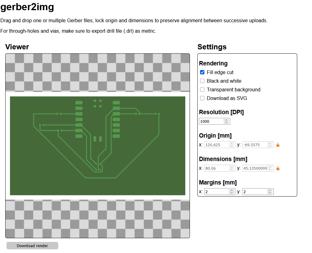 Gerber2img traces and outline