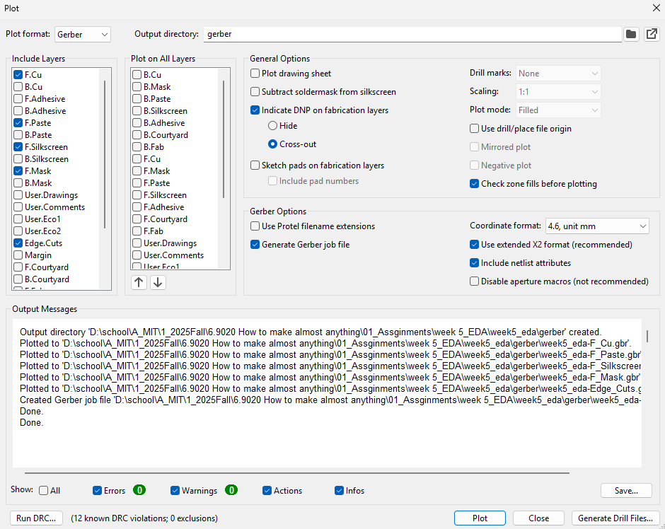 Export settings