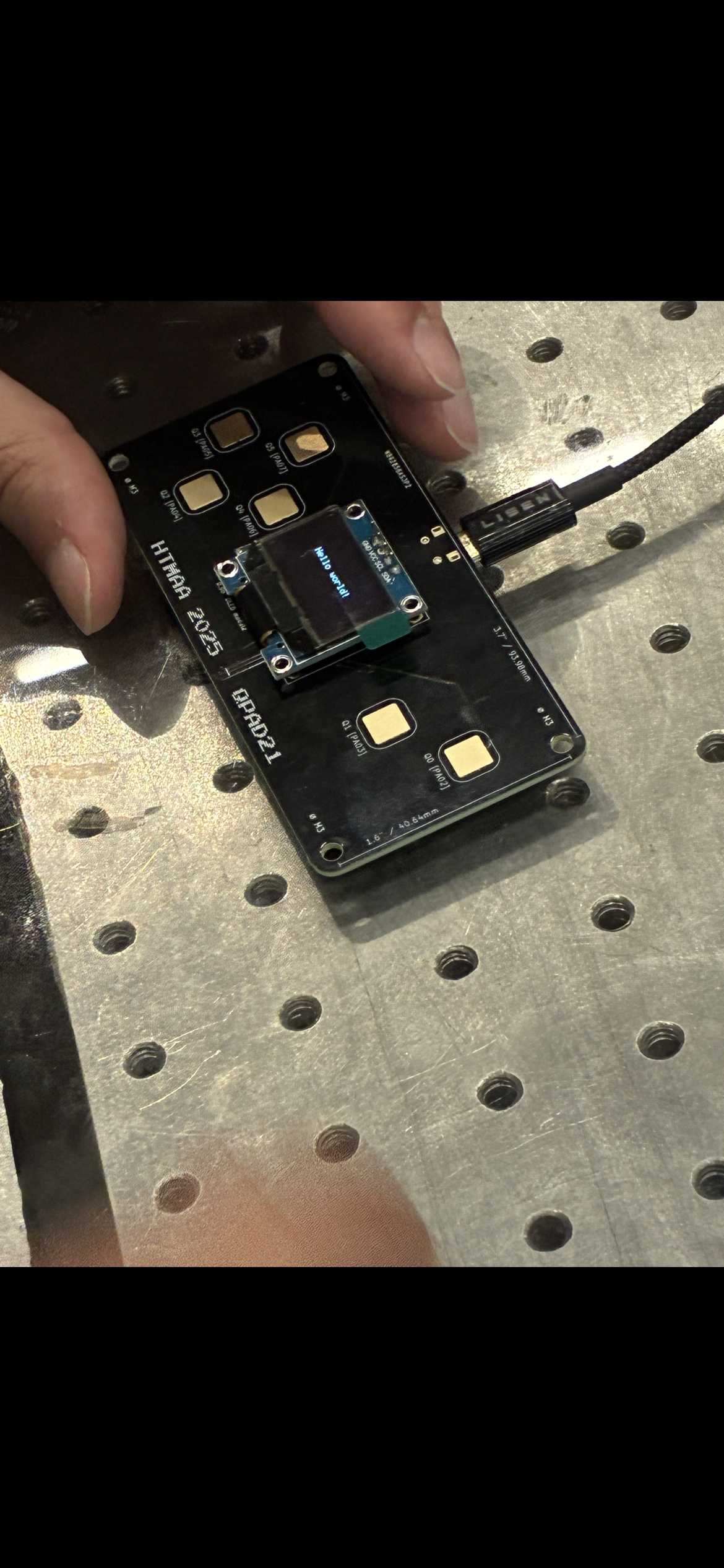 View of the laser beam path and focus point