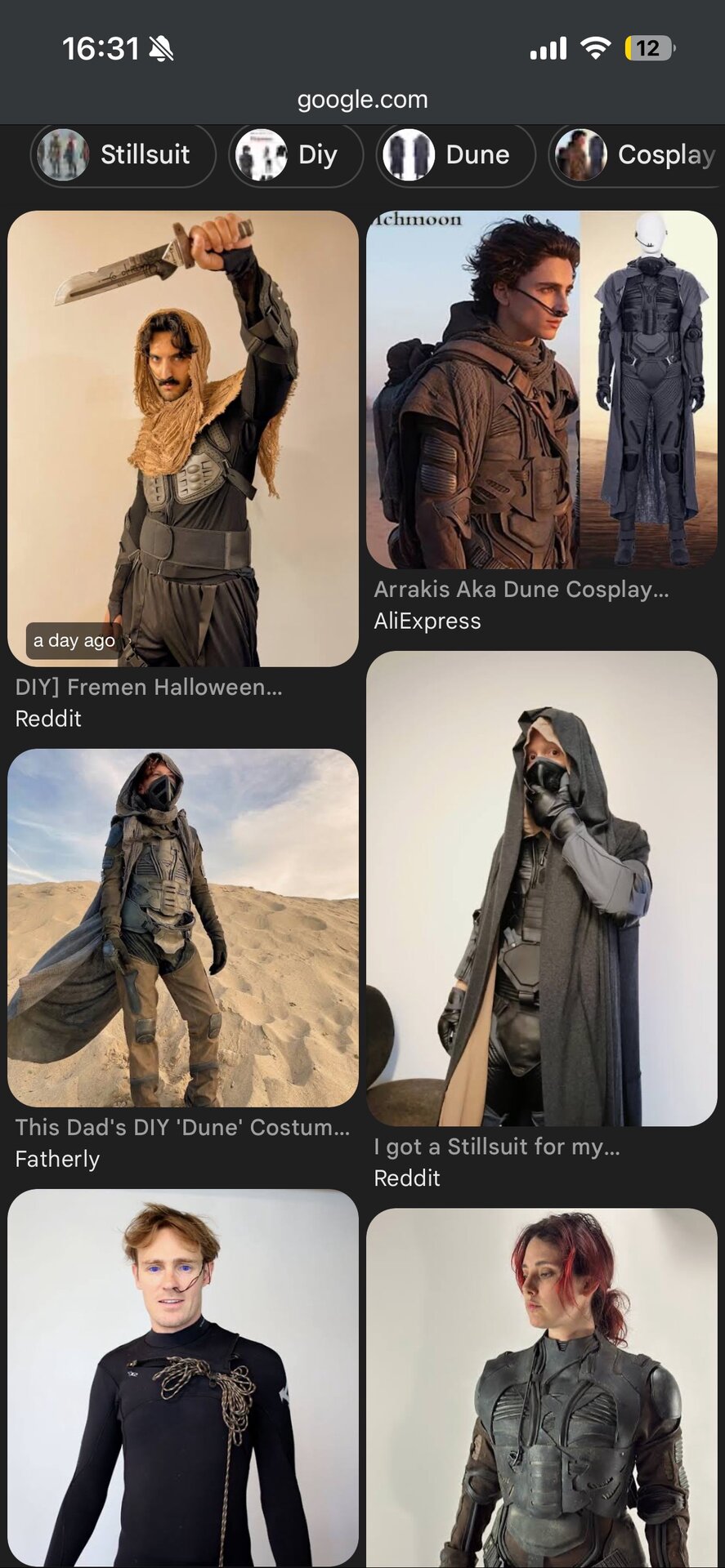 Stillsuit using flowing canvas cloth from the REEF makerspace and tight black cloth to experiment with stretchy synthetics like spandex and polyester.