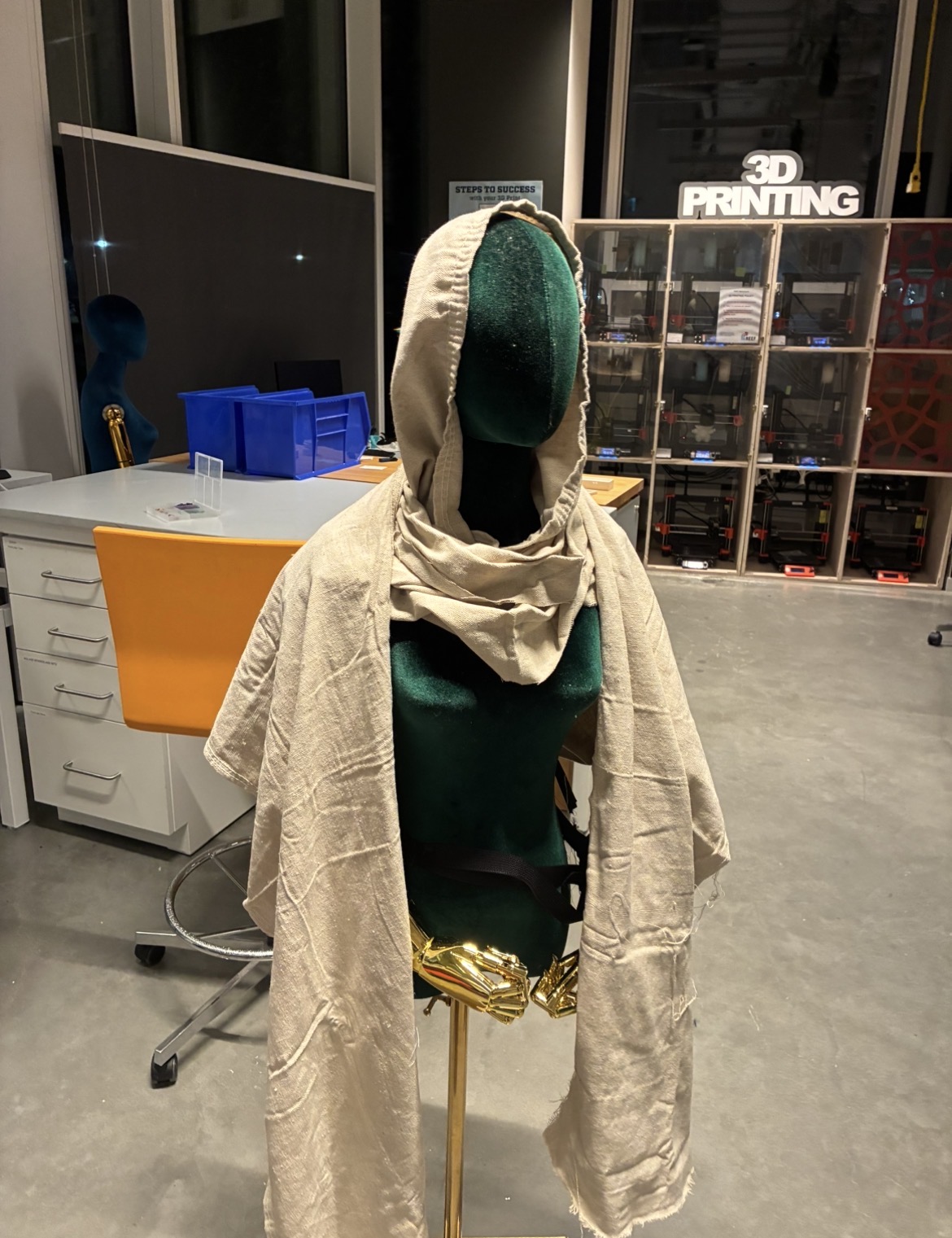 Final product pinned onto the SEAS makerspace mannequin.