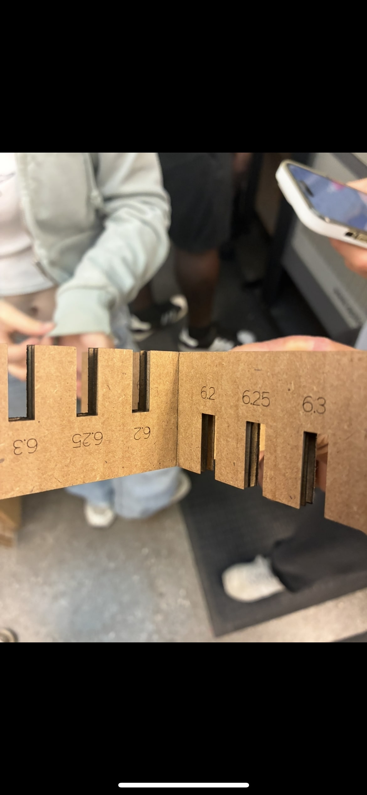 Press-fit joints demonstrating optimal kerf at 6.2/6.15 mm