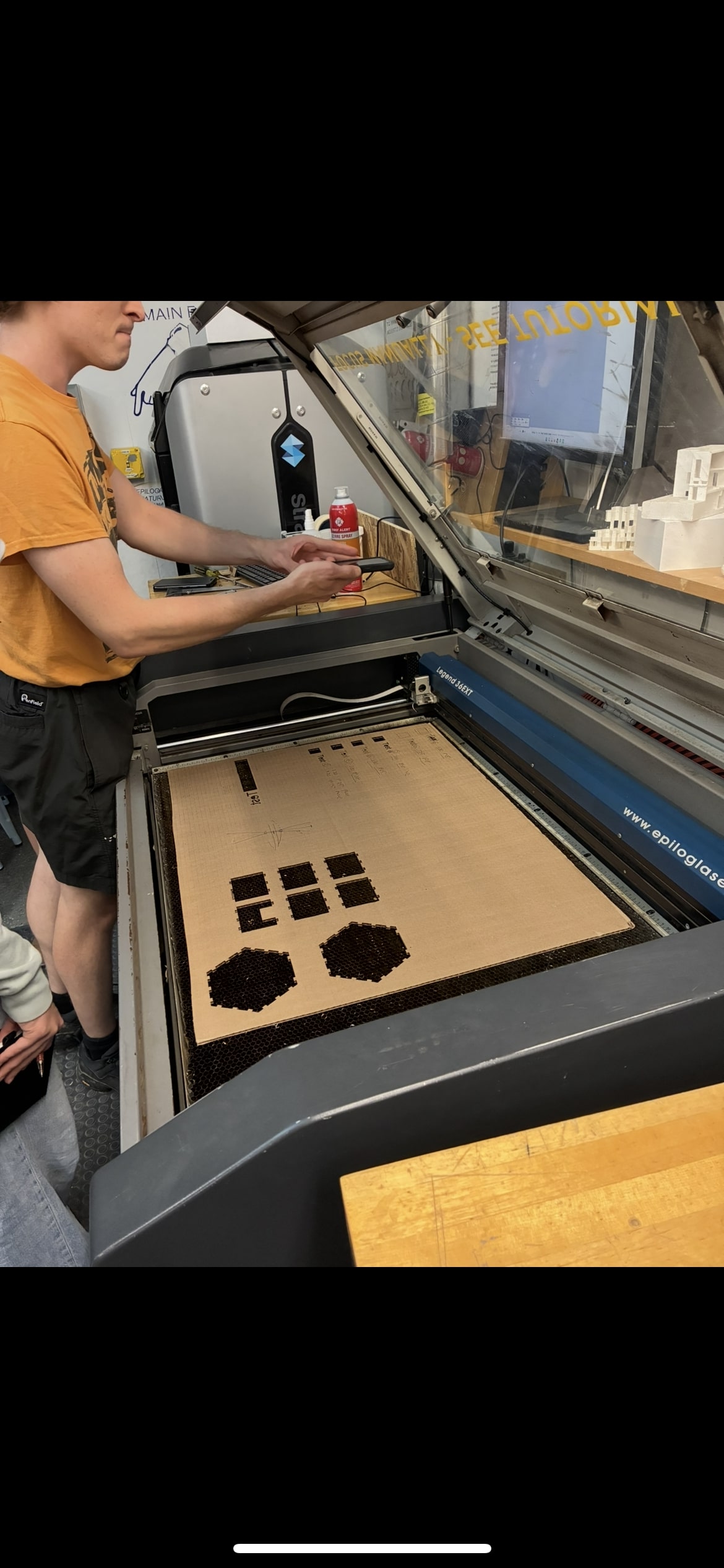 Initial laser cutter setup and test materials