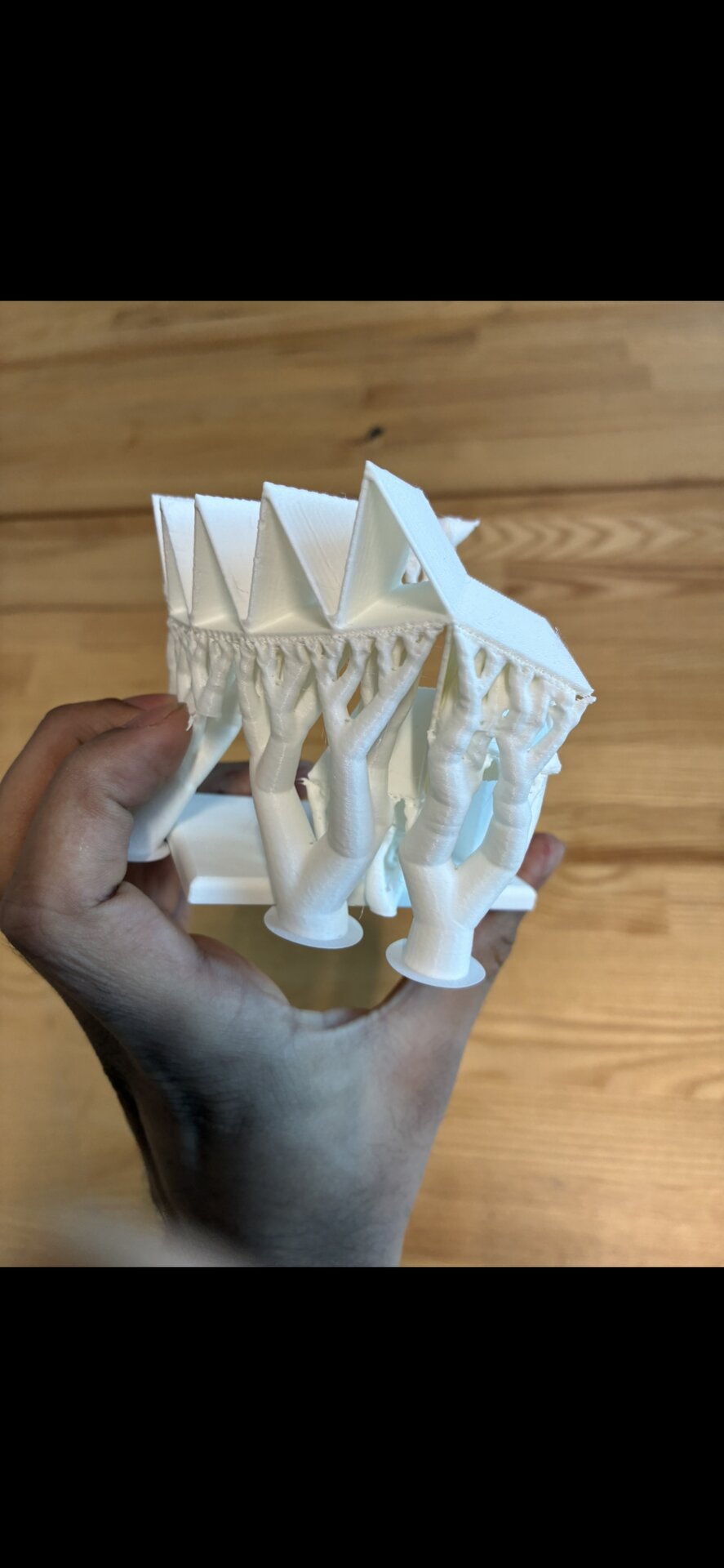 Fully printed product with supports.