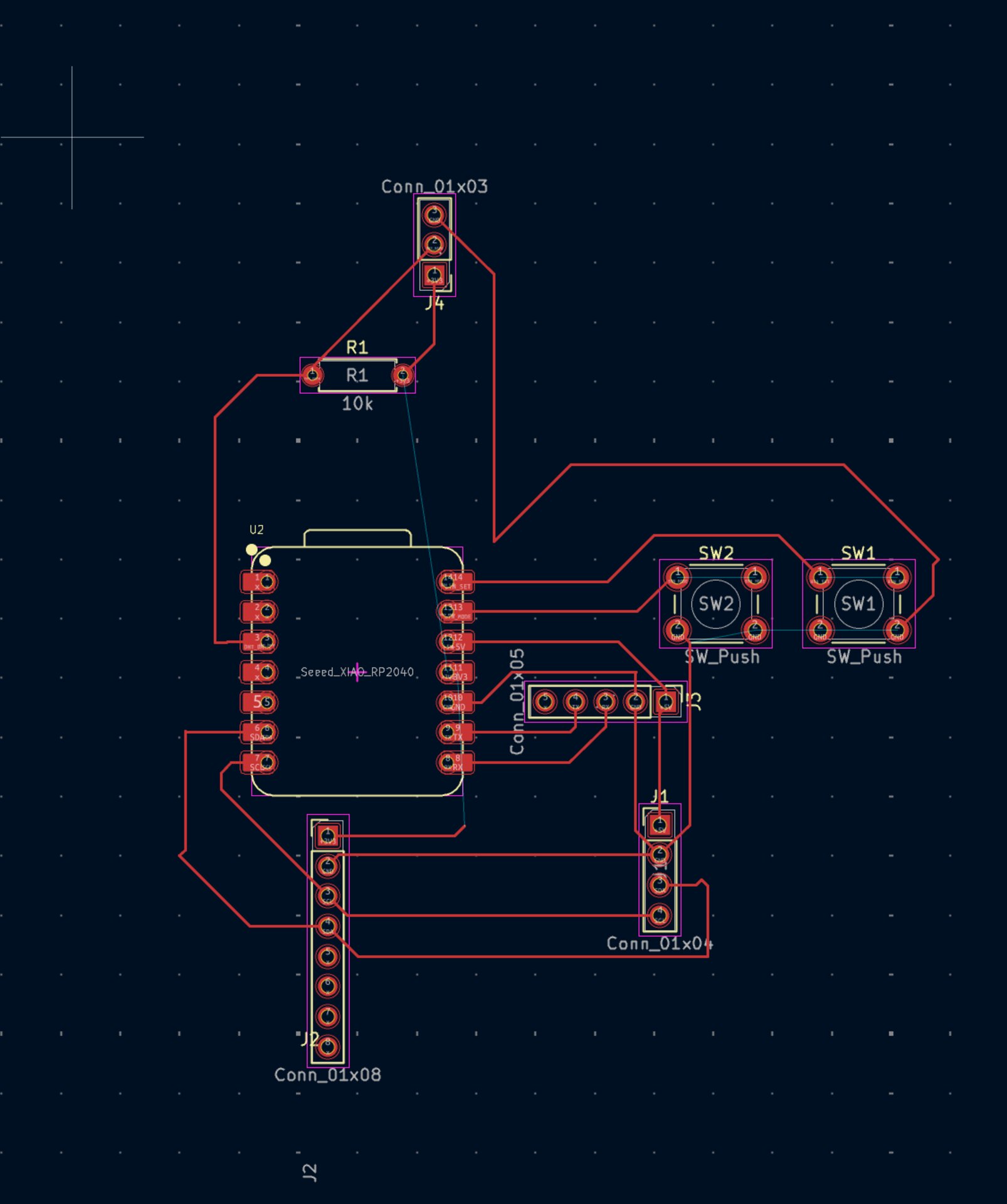 Here is the final wired PCB for my survival device. The components are simple, an I2C capable LCD 2004a screen (01x04 gen connector), three tactile buttons, adafruit temperature sensor breakout, accelerometer, and a GPS module.