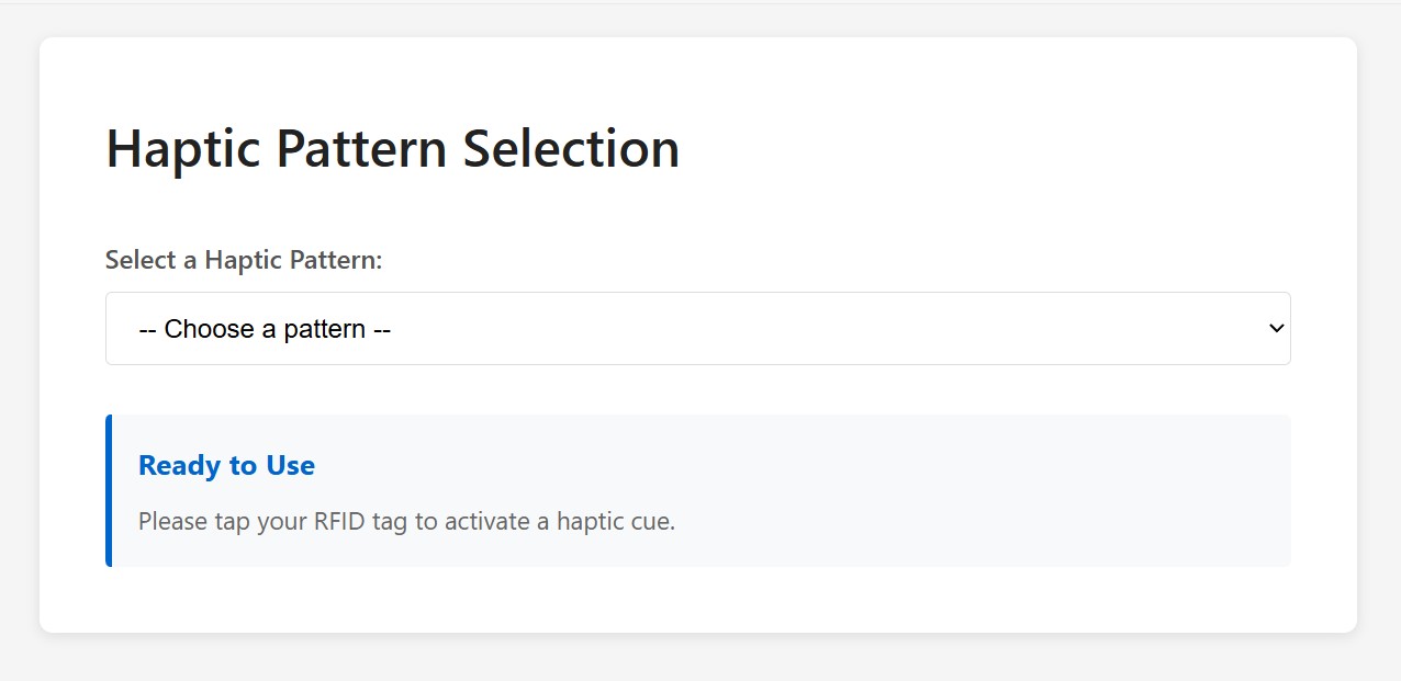 Haptic Pattern Selection GUI mockup