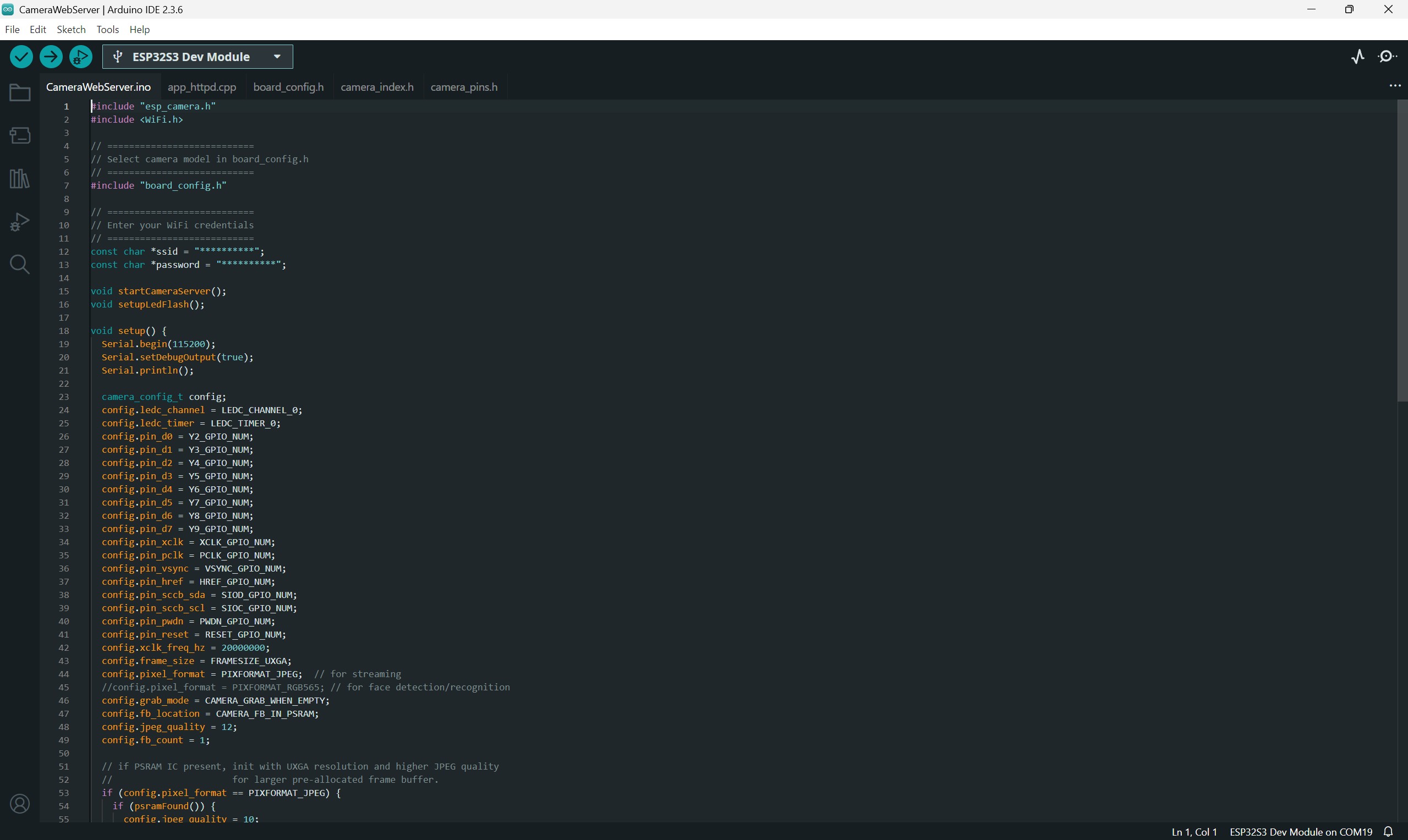 ESP32-CAM setup for motion detection