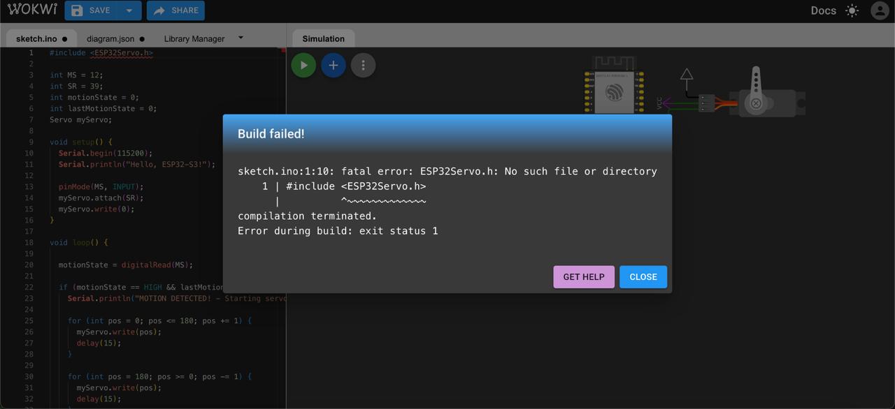servo library error