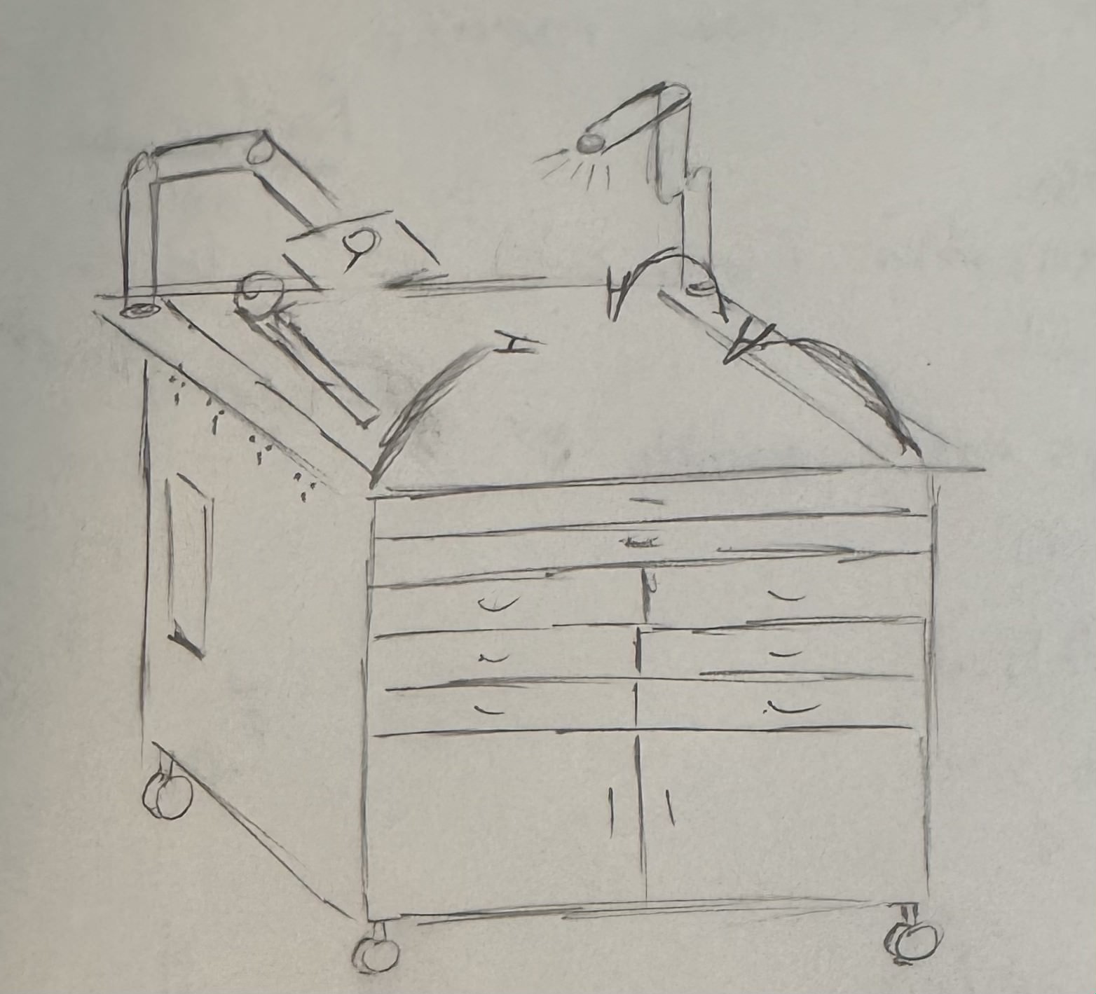 A sketch of the workbench