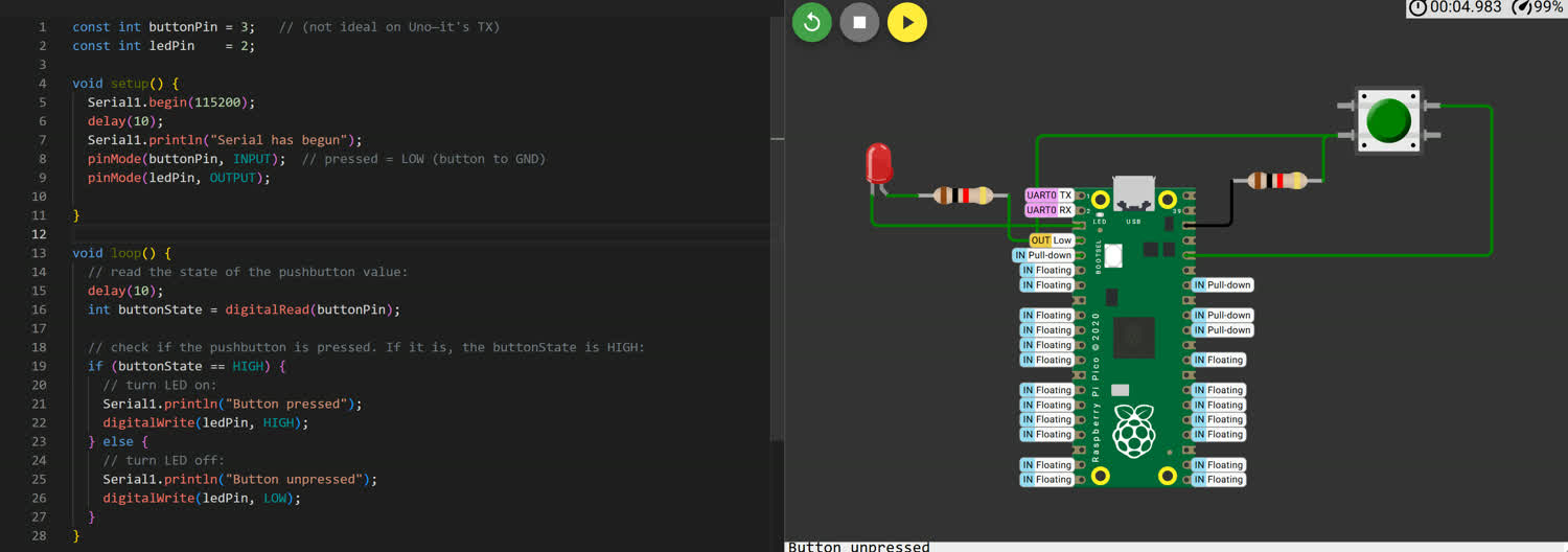 Wokwi button simulation