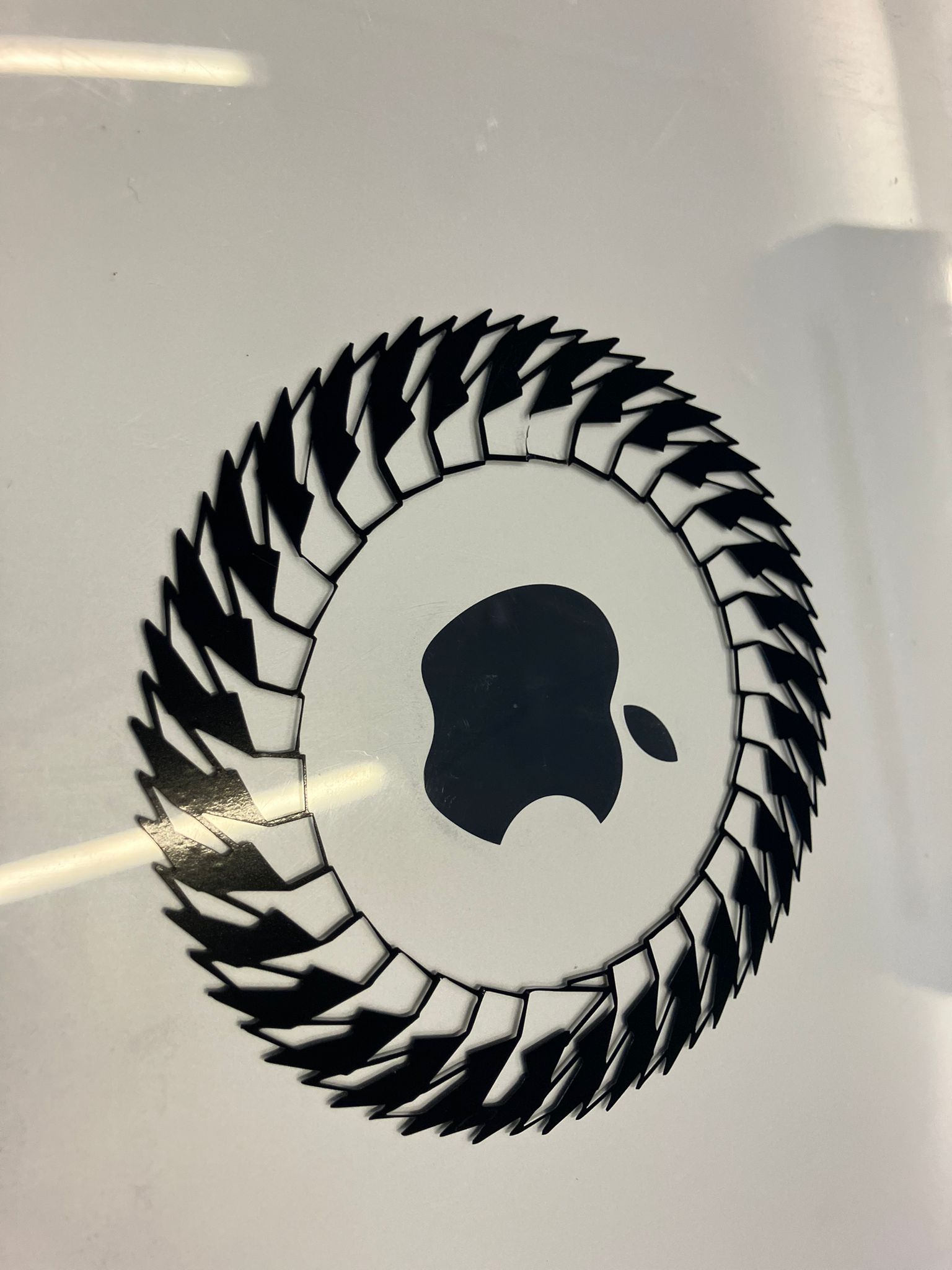Applied vinyl sticker on laptop