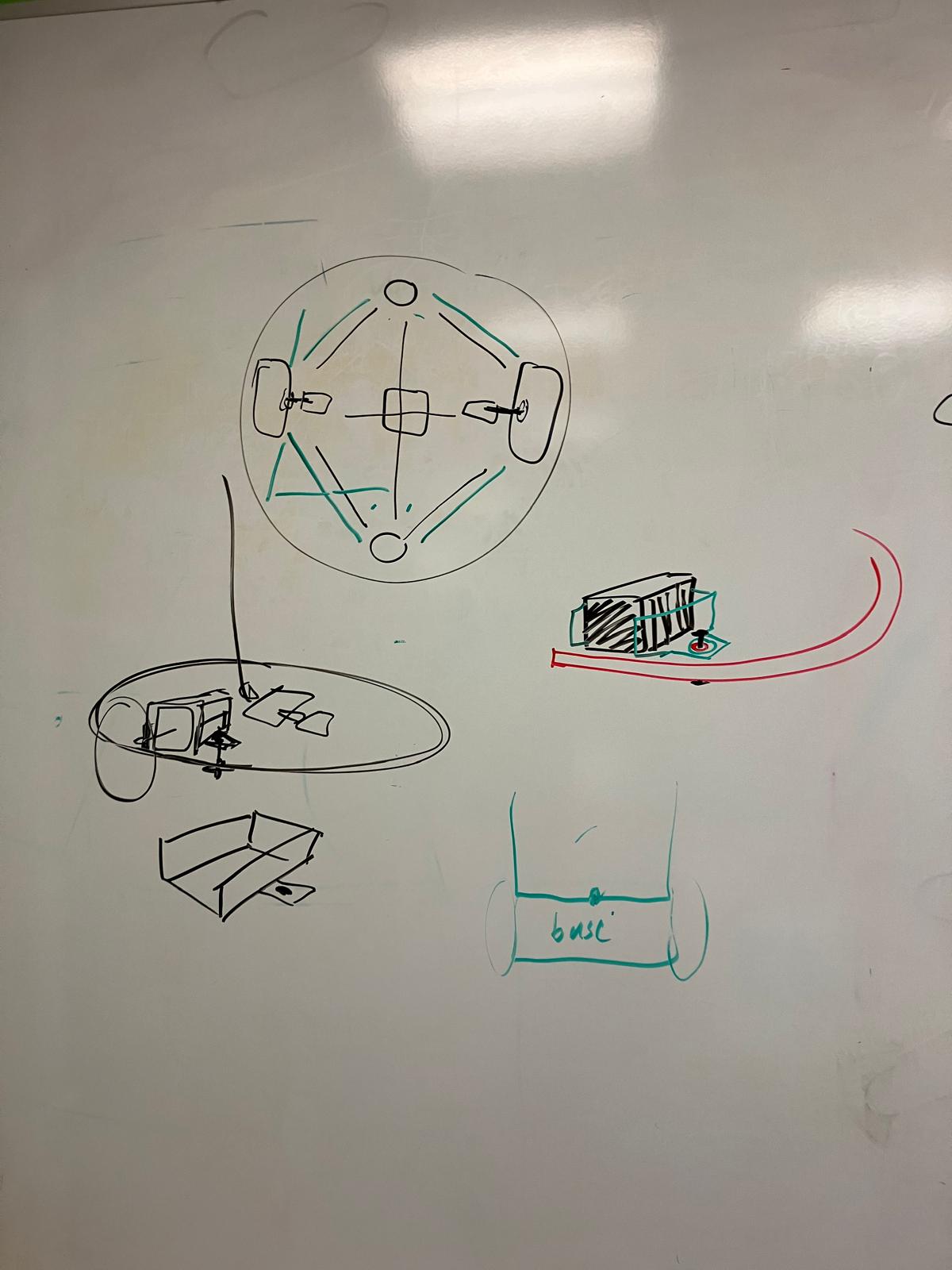 Base chassis design sketch showing separable drive platform
