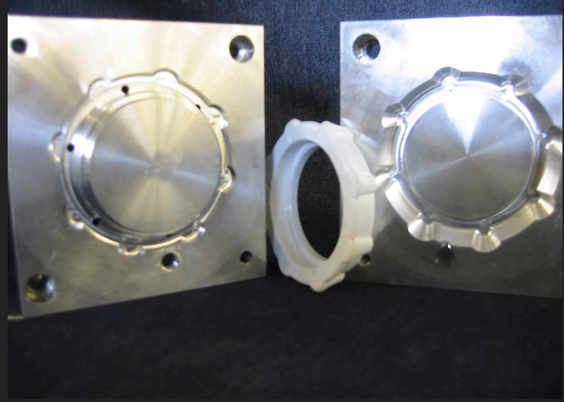 Mold blank showing core and cavity alignment features