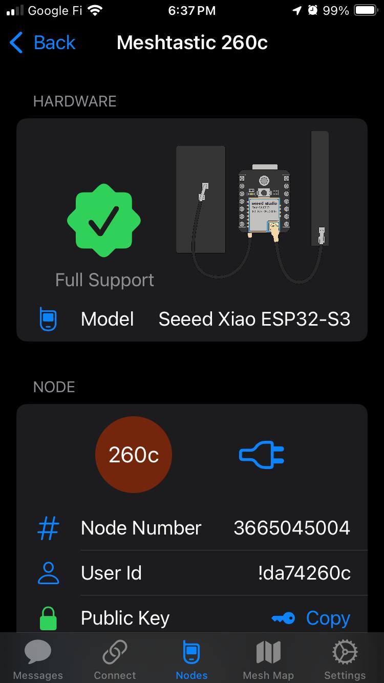 Device connected to Meshtastic