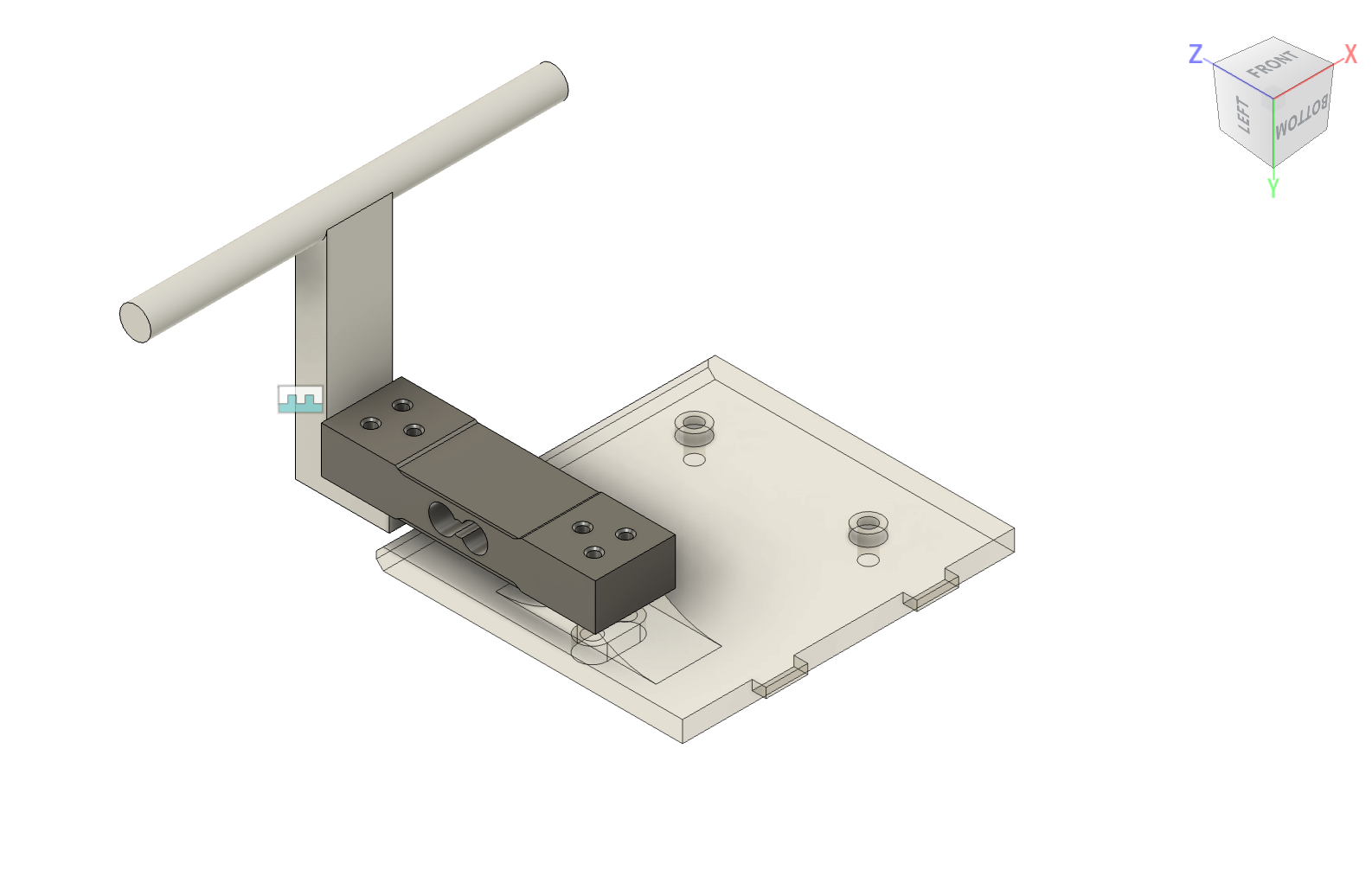 Side view CAD of the hand gripper and load cell assembly