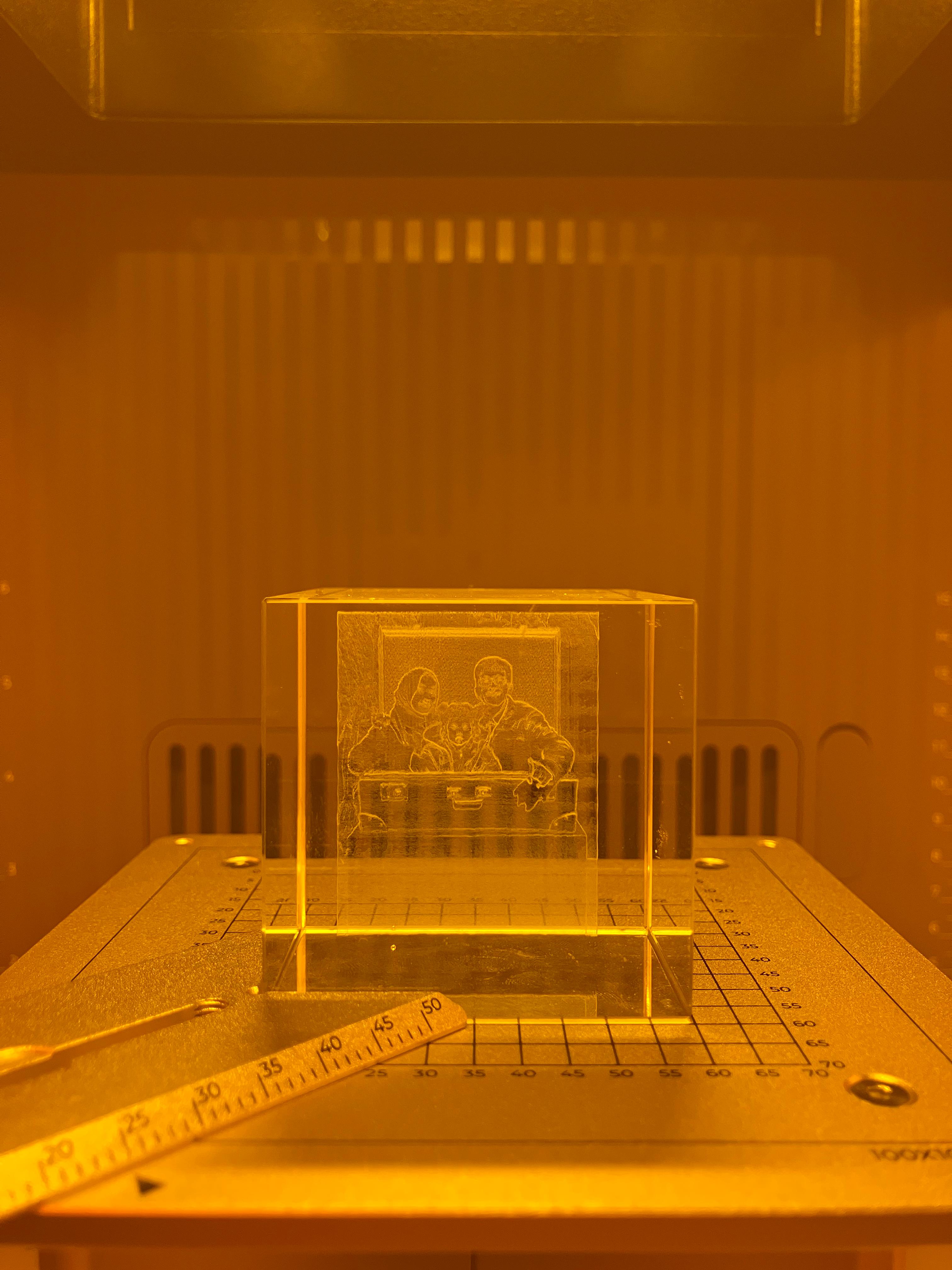 Photo engraving completed in glass