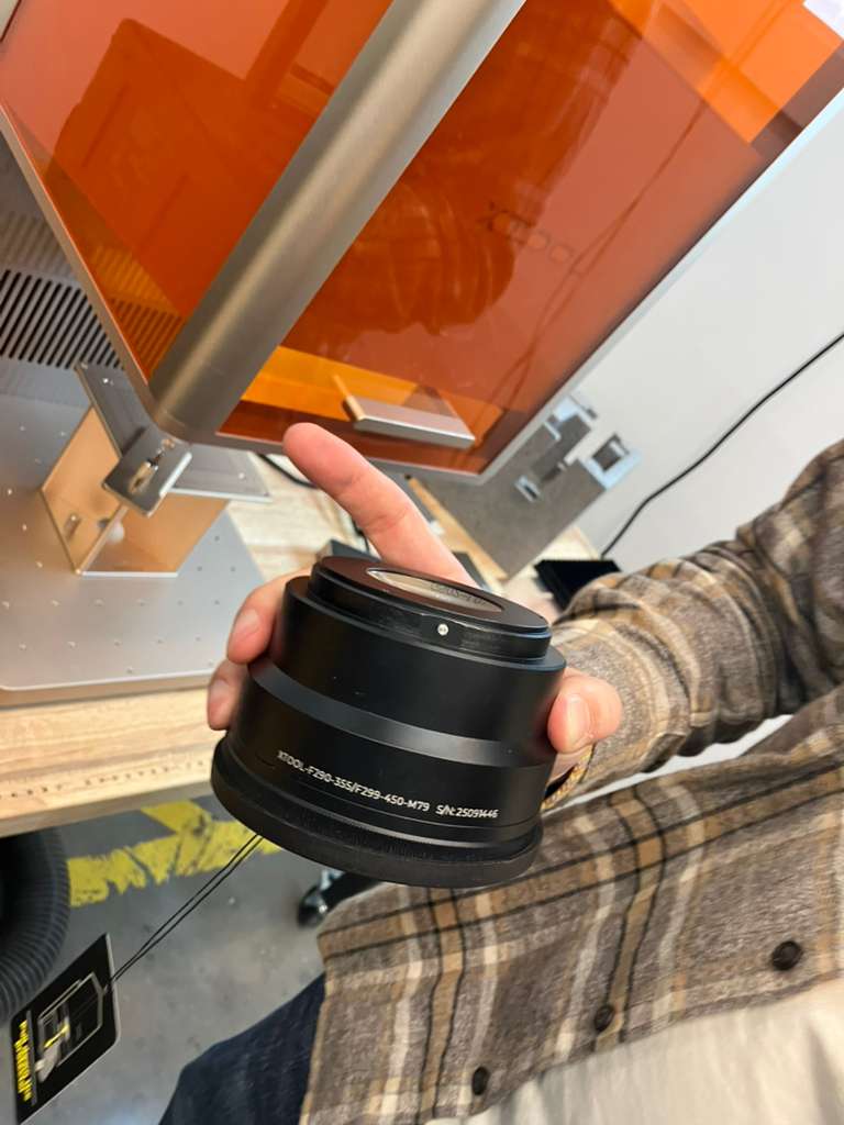 Close-up view of UV laser lenses