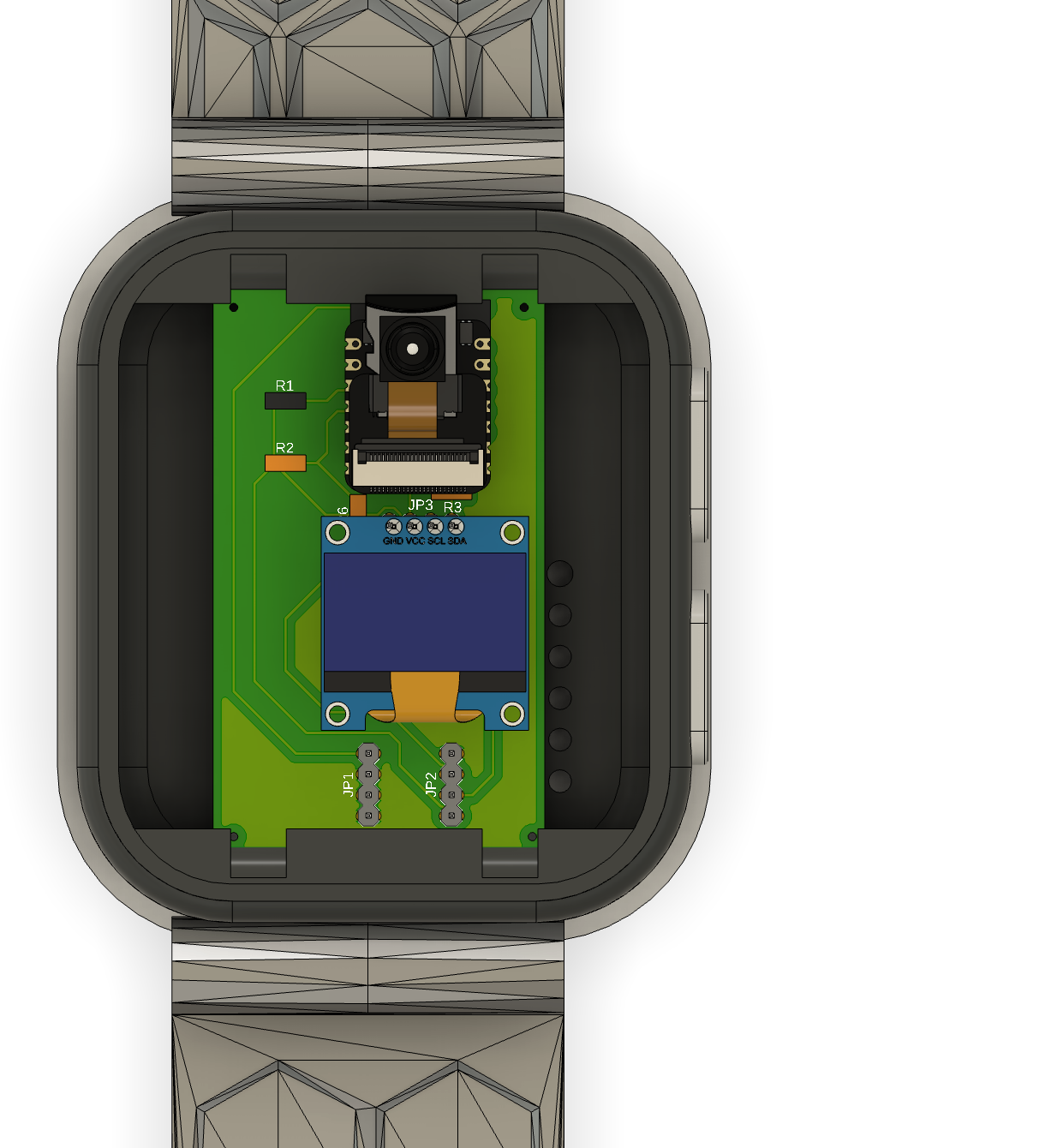 Initial board design showing size constraints
