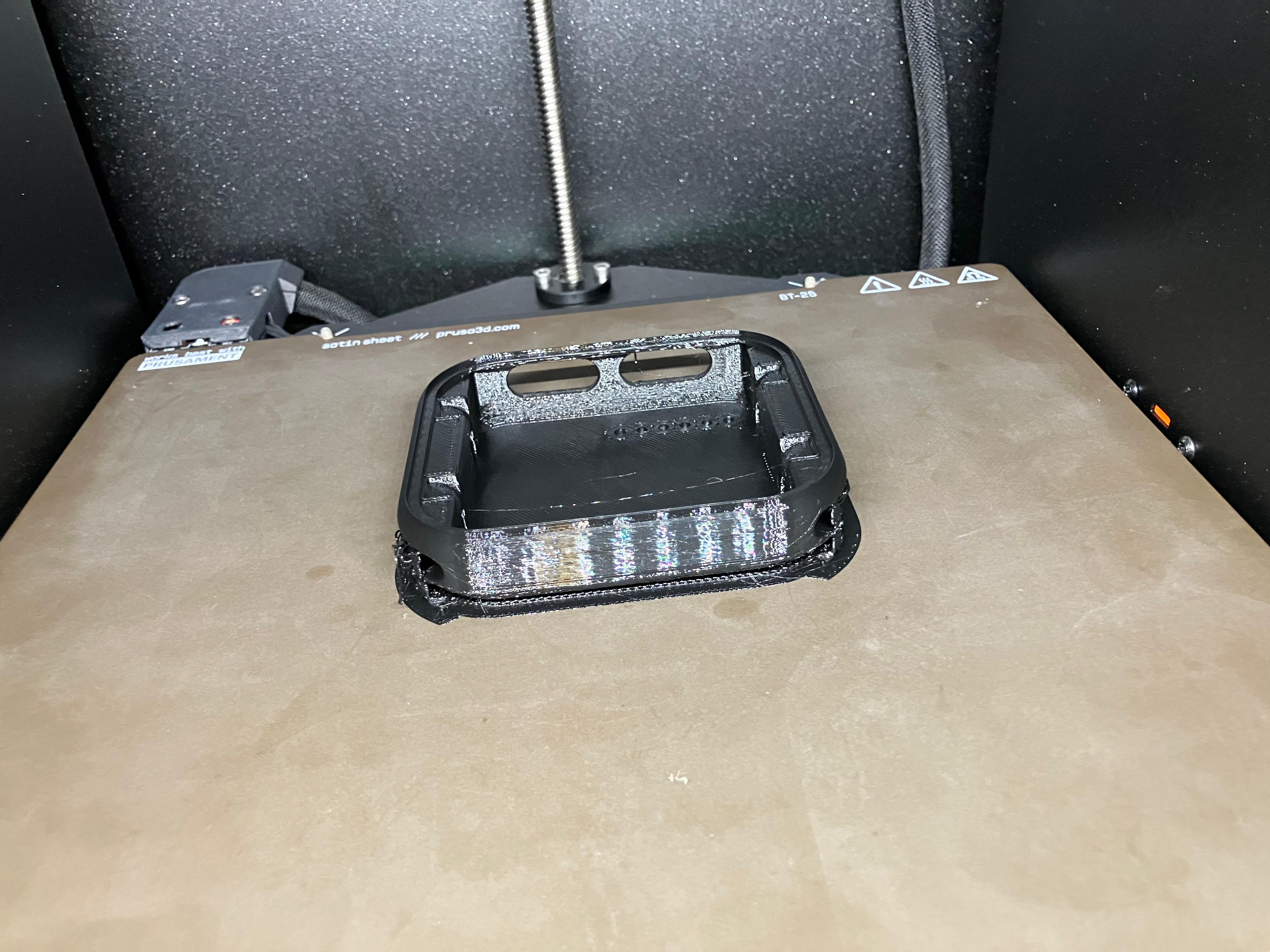 Failed casing print showing print quality issues