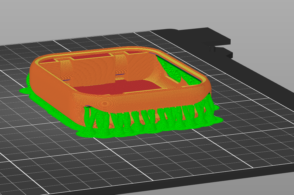 Organic support structure configuration for casing print
