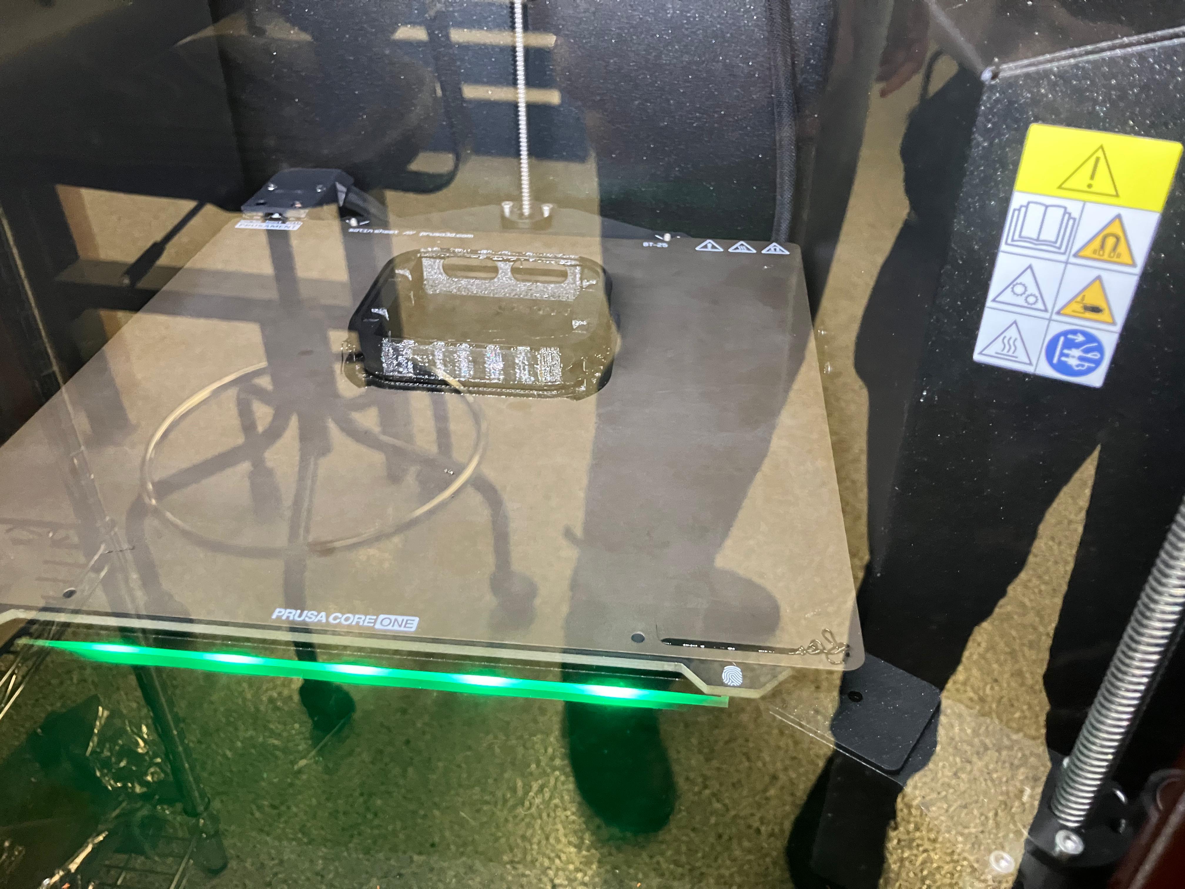 3D printed casing component during fabrication