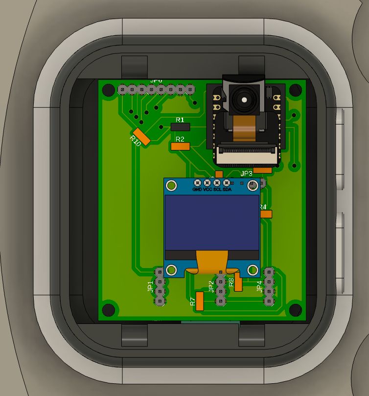 Aging clock watch integration showing board and case fit