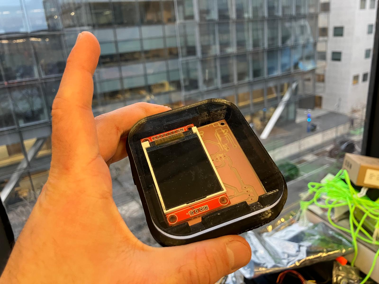 Aging clock board assembled into watch enclosure